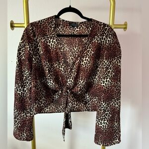 Top shop cropped animal print top